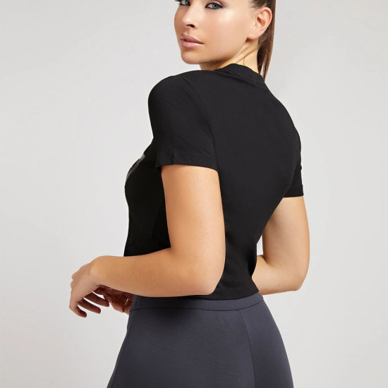 Guess Γυναικεία κοντομάνικη μπλούζα crop Maglieria Tagliata T-Shirt